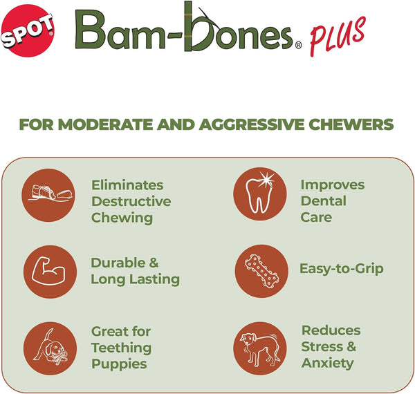 Ethical Pet Bam-Bones Plus Figure 8 Bone Peanut Butter Flavor Dog Chew Toy