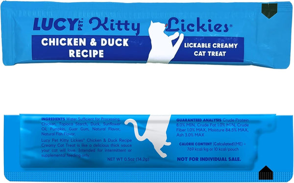 Lucy Pet Products Kitty Lickies Chicken & Duck Recipe Licakble Creamy Cat Treat