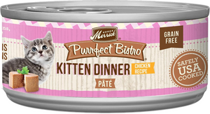 Merrick Purrfect Bistro Grain Free Premium Pate Kitten Wet Cat Food, Chicken Dinner Recipe for Kittens (5.5 oz x 24 cans)