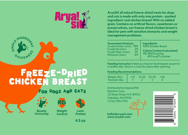 Arya Sit Freeze-Dried Chicken Breast Treats for Dogs & Cats