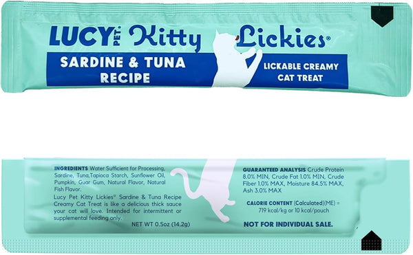 Lucy Pet Products Kitty Lickies Sardine & Tuna Recipe Licakble Creamy Cat Treat