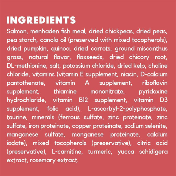 Lucy Pet Products Formulas for Life Grain-Free Salmon, Pumpkin & Quinoa Formula Dry Dog Food ingredients