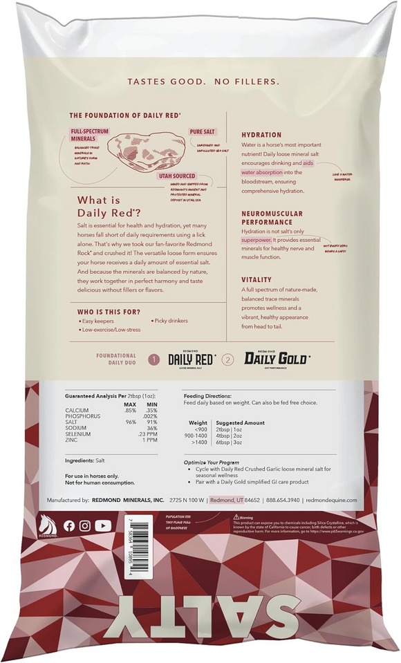 Redmond Daily Red Crushed Loose Mineral Salt For Horses