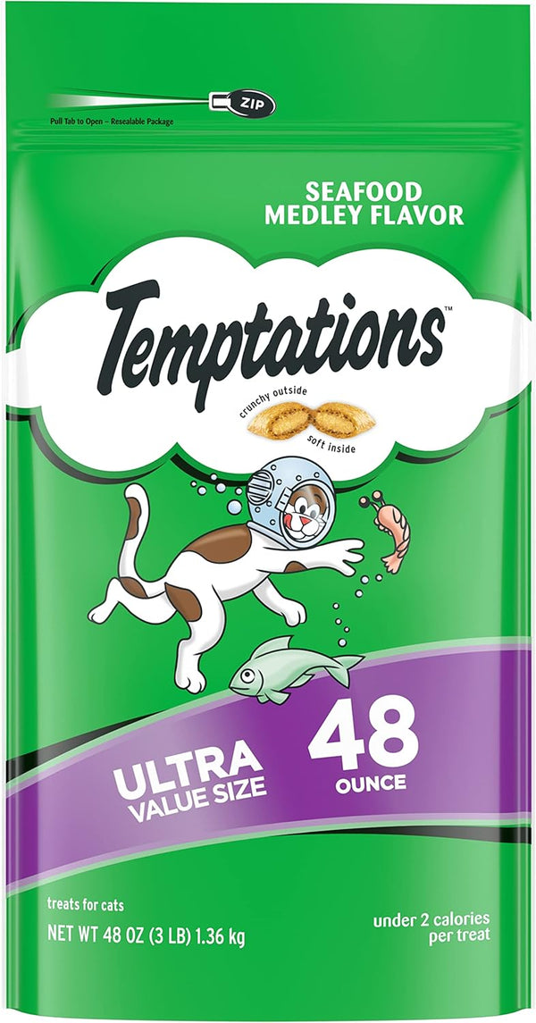 Temptations Classics Seafood Medley Flavor Soft & Crunchy Cat Treats 48oz