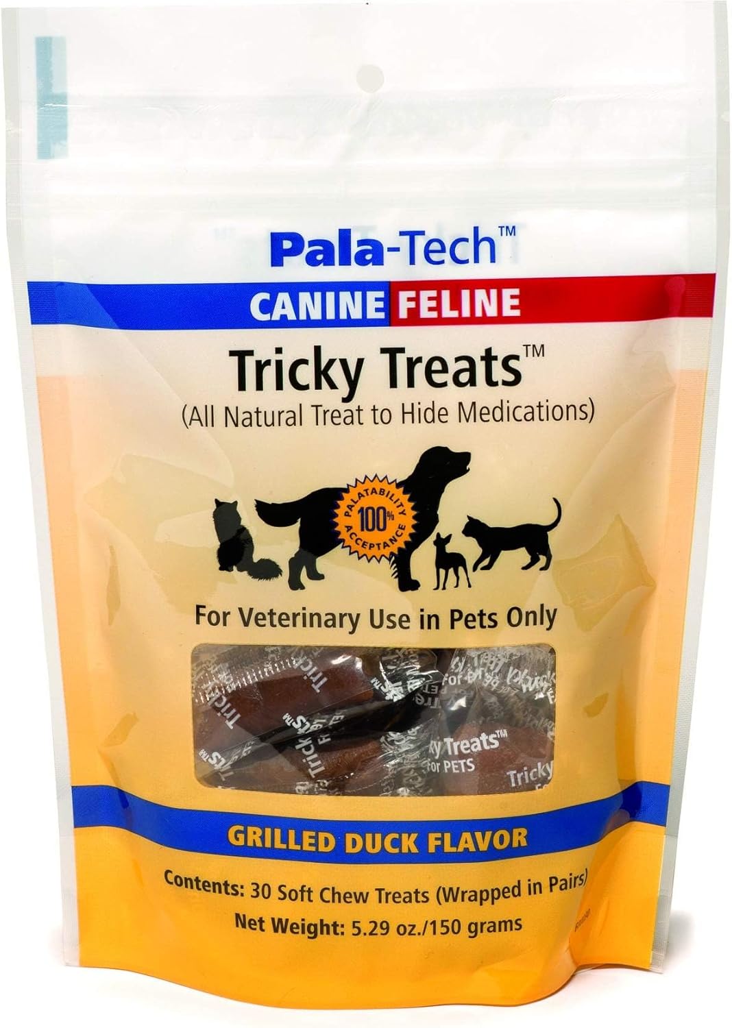 Pala-Tech Canine Tricky Treats Grilled Duck Pill-Hider Treats for Dog & Cats (30 ct)