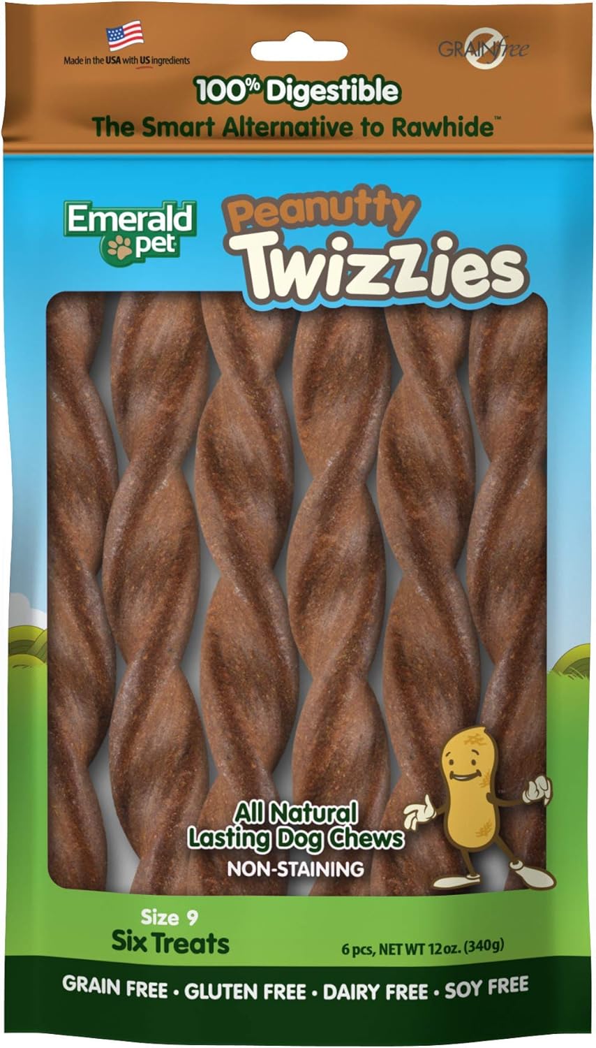 Emerald Pet Peanutty Twizzies Grain-Free Dog Treats, 6 count - 0