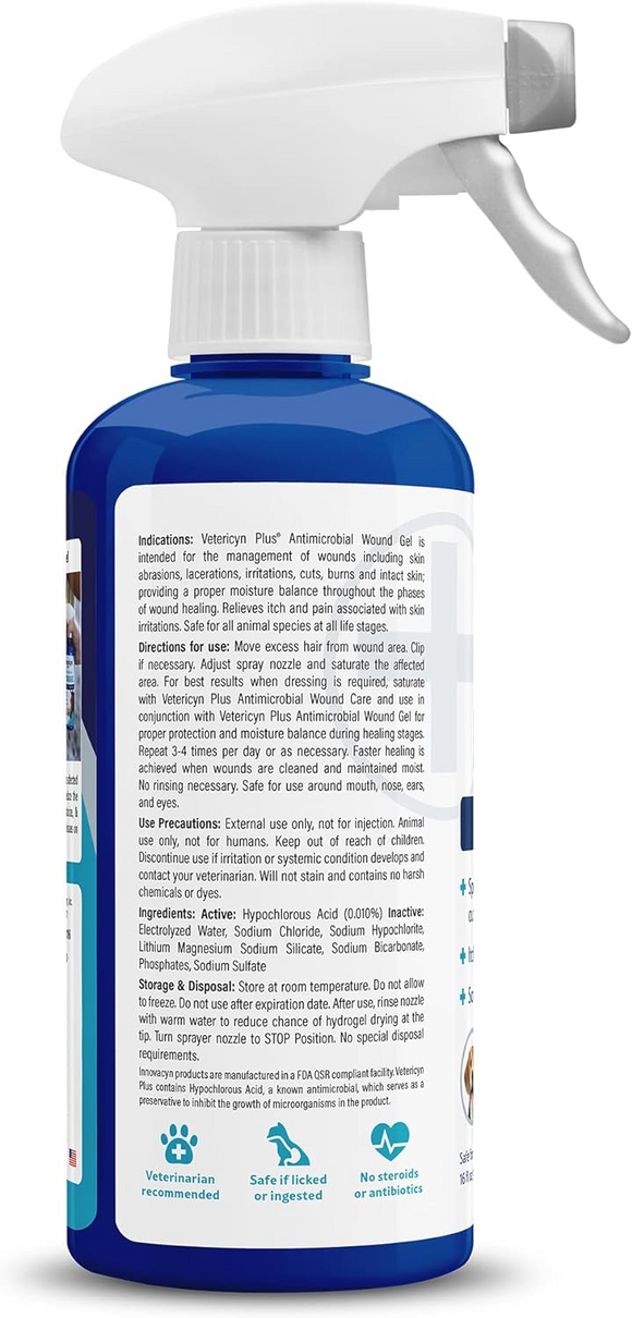 Vetericyn Plus Antimicrobial Wound & Skin Hydrogel Spray For Pets