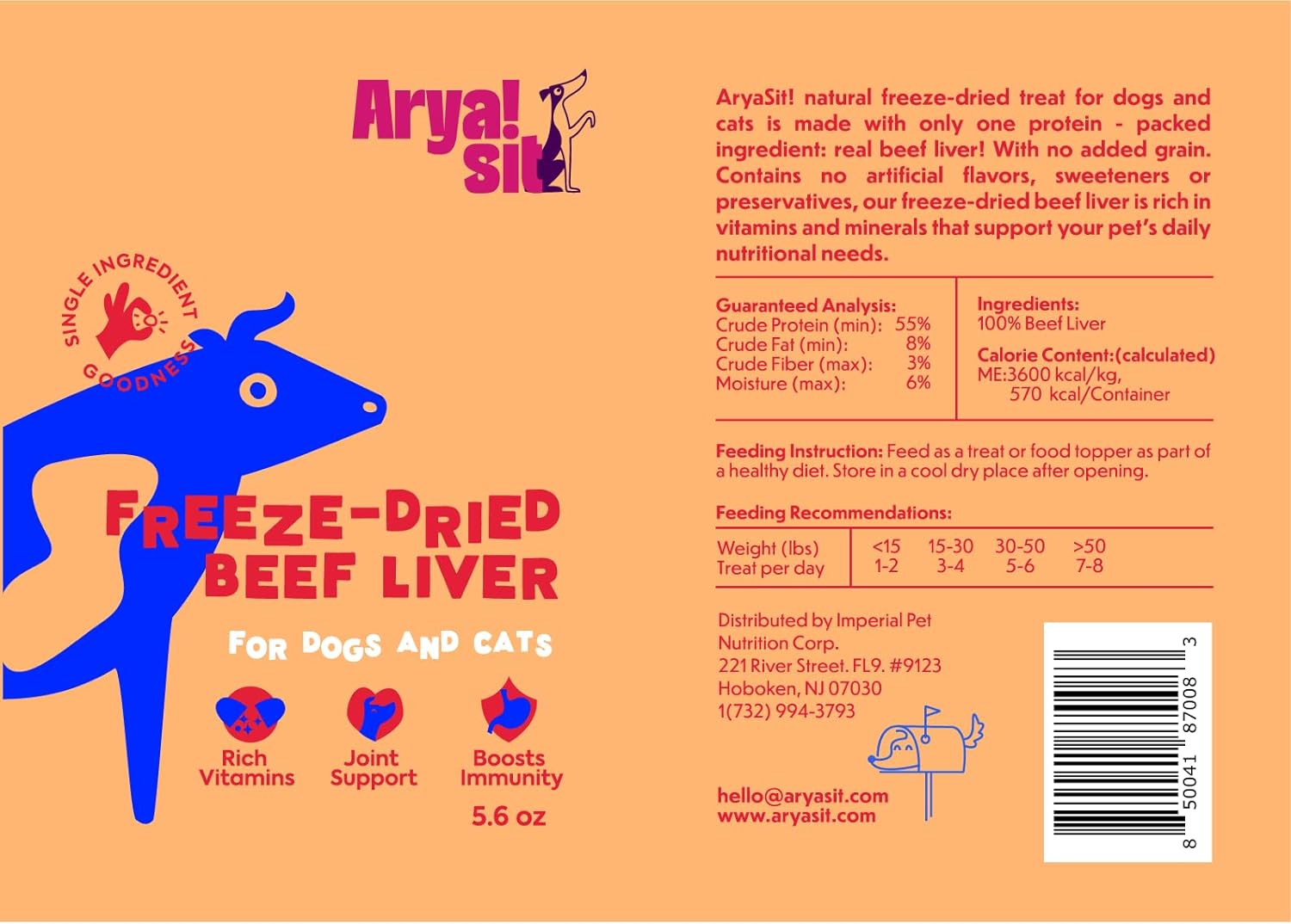 Arya Sit Freeze-Dried Beef Liver Treats for Dogs & Cats