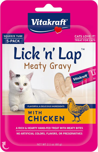 Vitakraft Lick 'n' Lap Snack Chicken Flavor Creamy Treat for Cats, 2.1-oz (5-pack)