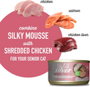 Tiki Cat Silver for Seniors Chicken & Salmon & Chicken Liver Mousse & Shreds (2.4 oz x 12 cans)-3