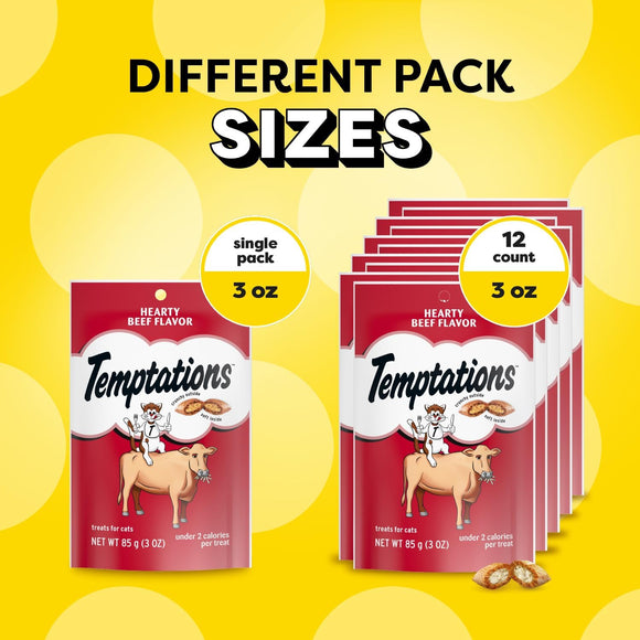 Temptations Classics Hearty Beef Flavor Soft & Crunchy Treats for Cats