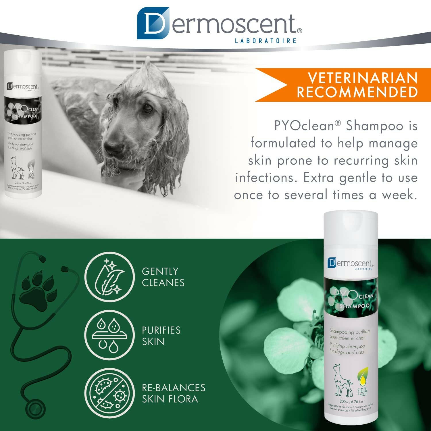 Dermoscent PYOclean Shampoo for Dogs & Cats (200 ml)