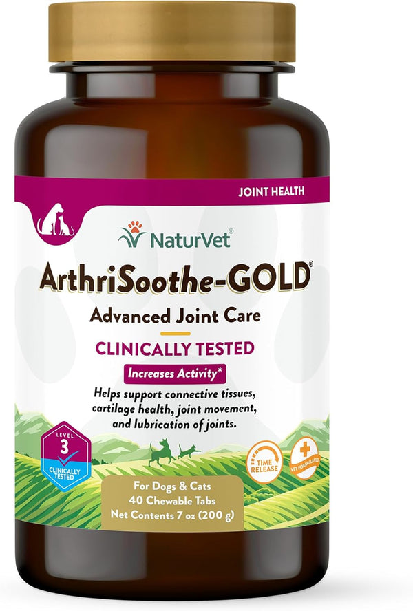 NaturVet ArthriSoothe-Gold Advance Level 3 Joint Care Chewable Tablets for Dogs & Cats 40 count