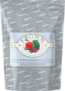 Package of Fromm Four-Star Nutritional Trout & Whitefish Recipe cat food with a gray background