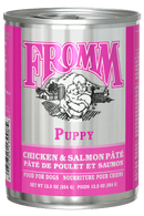 Can of Fromm Puppy Chicken & Salmon Pété on a white background