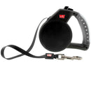 Wigzi Gel Handle Reflective Tape Retractable Dog Leash, Black