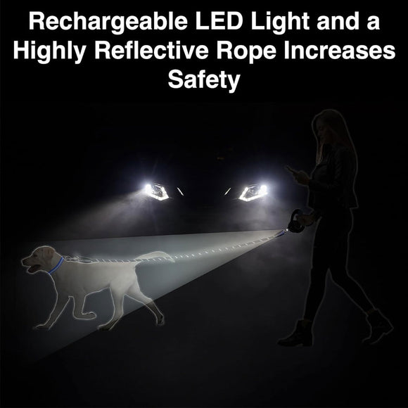 Wigzi Luna LED Reflective Rope Leash 6' Up to 250 lb Dog
