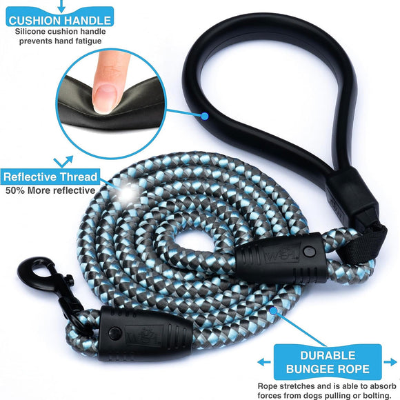 Wigzi Flex Walk Silicone Handle Reflective Leash 6' Up to 250 lb Dog