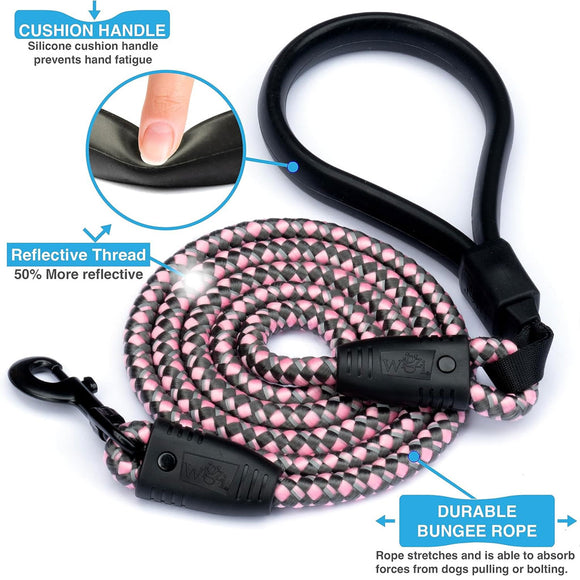 Wigzi Flex Walk Silicone Handle Reflective Leash 6' Up to 250 lb Dog