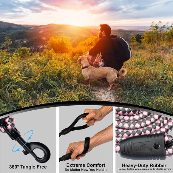 Wigzi Flex Walk Silicone Handle Reflective Leash 6' Up to 250 lb Dog