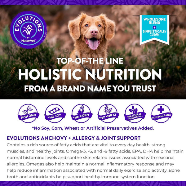 Evolutions by NaturVet Anchovy Allergy Joint Support Soft Chews for Dogs