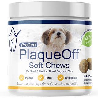 NaturVet Proden PlaqueOff Soft Chews for Small & Medium Breed Dogs & Cats 45 count