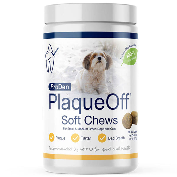 NaturVet Proden PlaqueOff Soft Chews for Small & Medium Breed Dogs & Cats 90 count