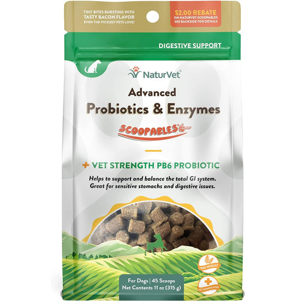 NaturVet Advanced Probiotics & Enzymes Scoopables Plus Vet Strength PB6 Probiotic for Dogs, 11-oz