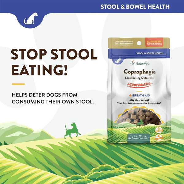 NaturVet Coprophagia Stool Eating Deterrent Scoopables Plus Breath Aid for Dogs