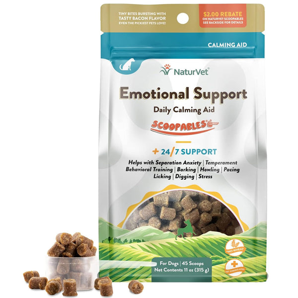 NaturVet Emotional Support Daily Calming Aid Scoopables Plus 24/7 Support for Dogs, 11-oz