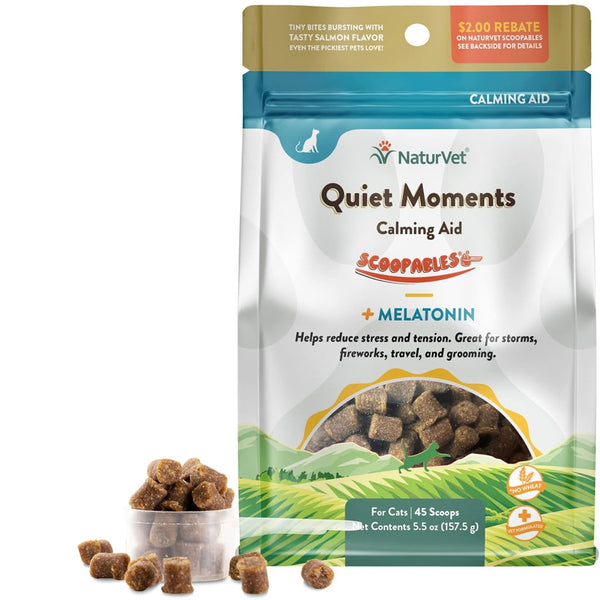 NaturVet Scoopables Quiet Moments Calming Aid Plus Melatonin For Cats, 5.5-oz