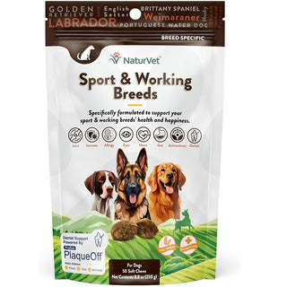 NaturVet Breed Specific Sport & Working Breeds Supplement Soft Chews for Dogs, 50 count