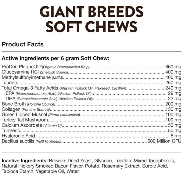 NaturVet Breed Specific Giant Breeds Supplement Soft Chews for Dogs