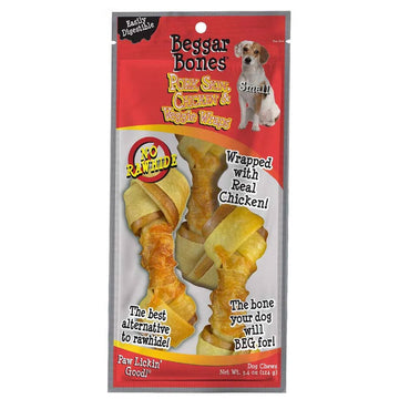 Savory Prime Beggar Bones Pork Skin, Chicken & Veggie Wraps, Dog Treats, Small, 3-count