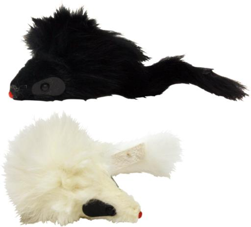 Spot Twin Plush Mice Rattle & Catnip Toy, Black & White Twin Pack