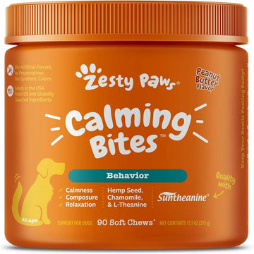 Zesty Paws Calming Bites Peanut Butter Flavored Chews for Dogs (90 ct)