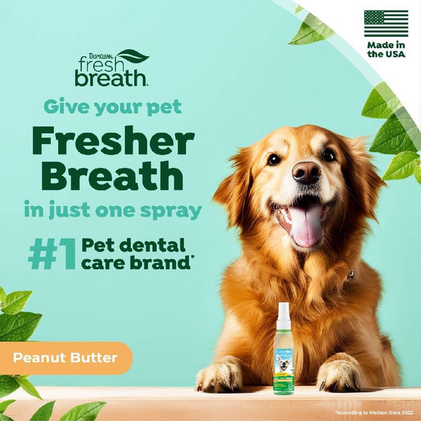 TropiClean Fresh Breath Peanut Butter Dental Spray Dog (4 oz)