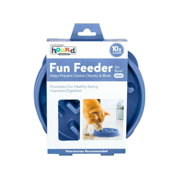 Outward Hound Fun Feeder Slo Bowl Slow Feeder Bowl Blue For Dog (Medium / Mini)