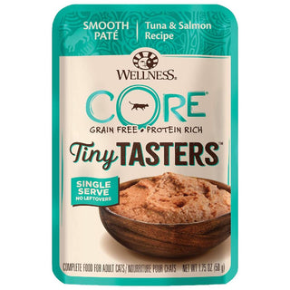 Wellness CORE Tiny Tasters Grain-Free Smooth Pate Tuna & Salmon Wet Food for Cats (1.75 oz x 12 pouches)