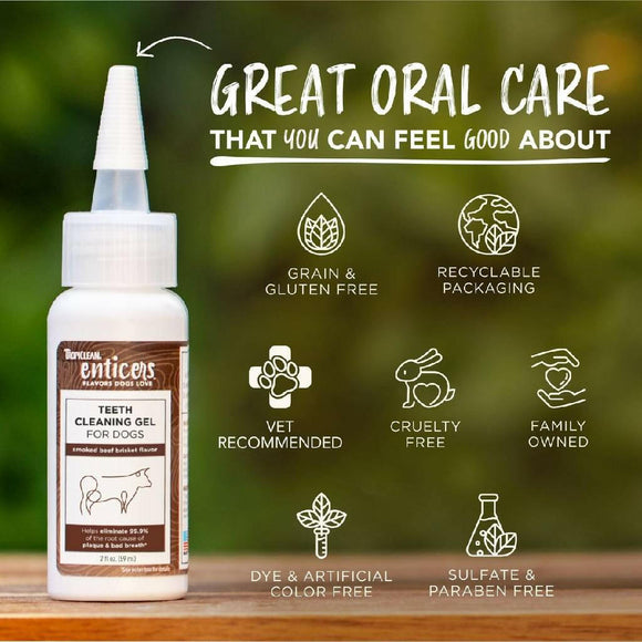 TropiClean Enticers Dental Cleaning Gel Smoked Brisket Dog (2 oz)