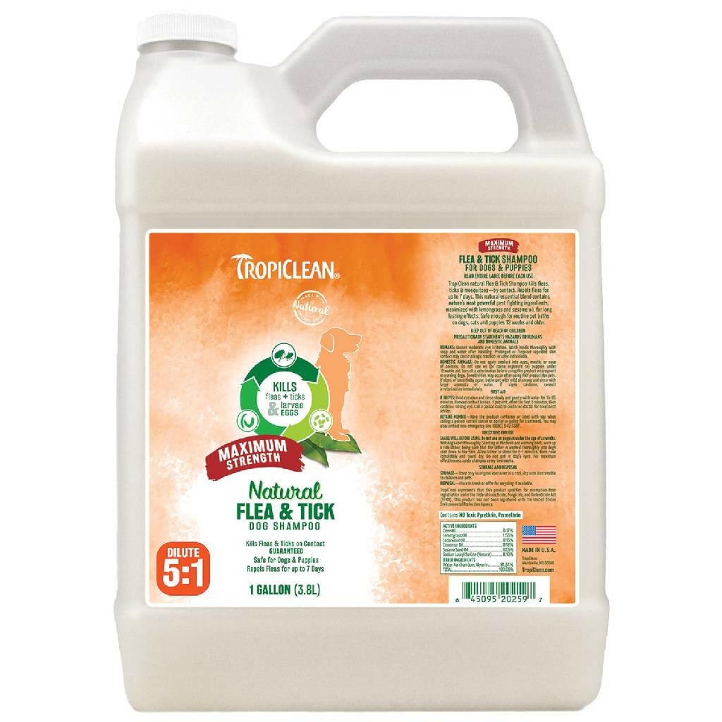 Tropiclean Natural Flea & Tick Shampoo Maximum Strength For Dogs (1 gal)