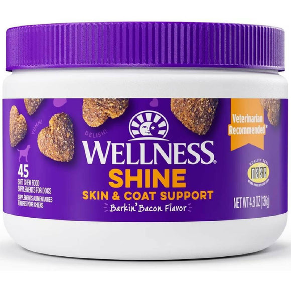 Wellness Shine Skin & Coat Supplement for Dogs (45 soft chews)