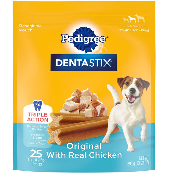 Pedigree Dentastix Small/Medium Original Chicken Flavor Dental Dog Treats, 25 Count