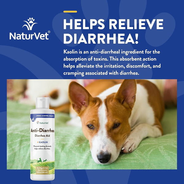 NaturVet Anti-Diarrhea Liquid Diarrhea Aid with Kaolin For Dogs  Cats