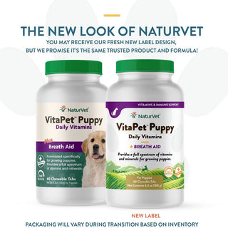 NaturVet VitaPet Puppy Plus Breath Aid Chewable Tablets Multivitamin for Dogs