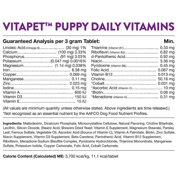 NaturVet VitaPet Puppy Plus Breath Aid Chewable Tablets Multivitamin for Dogs