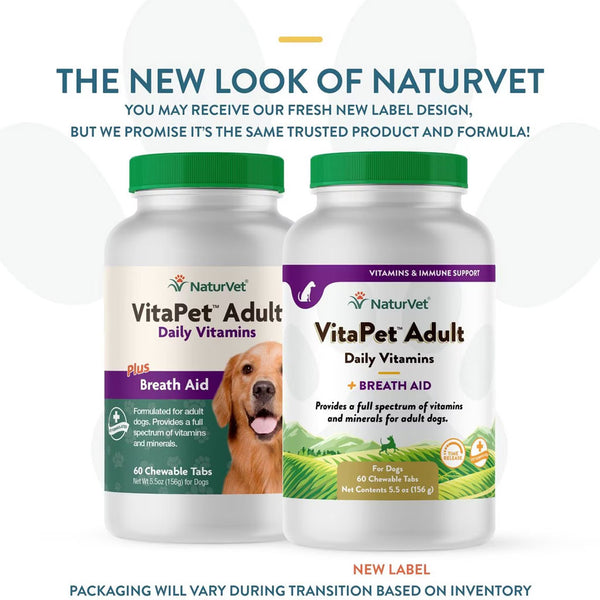 NaturVet VitaPet Adult Plus Breath Aid Chewable Tablets Multivitamin for Dogs