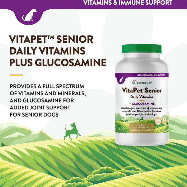 NaturVet VitaPet Senior Daily Vitamins Plus Glucosamine Dog Supplement