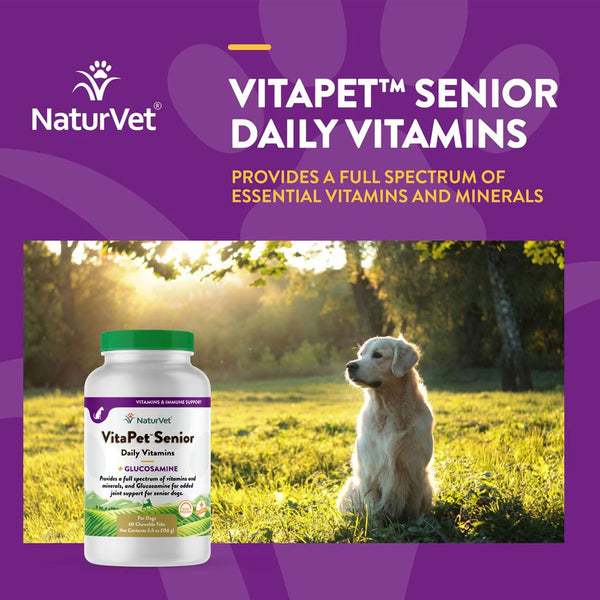 NaturVet VitaPet Senior Daily Vitamins Plus Glucosamine Dog Supplement