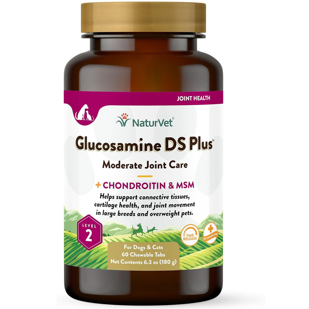 NaturVet Glucosamine DS Plus Level 2 Chewable Tablets with Chondroitin & MSM for Dogs & Cats 60 count